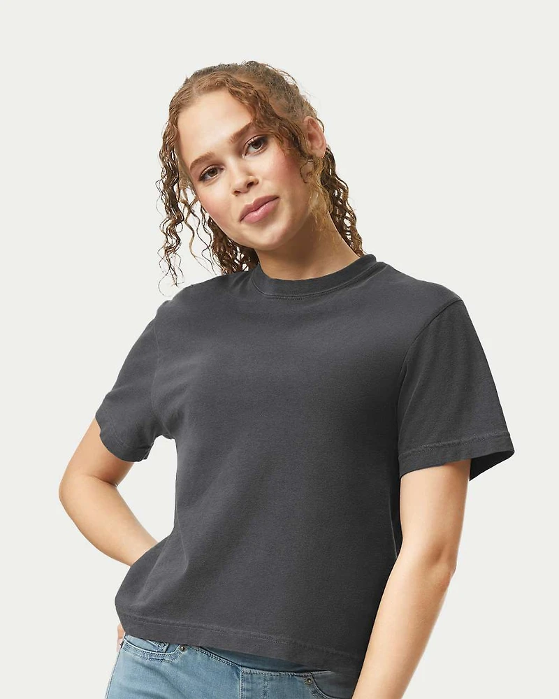 T-shirt boxy lourd teint en pièce pour femmes