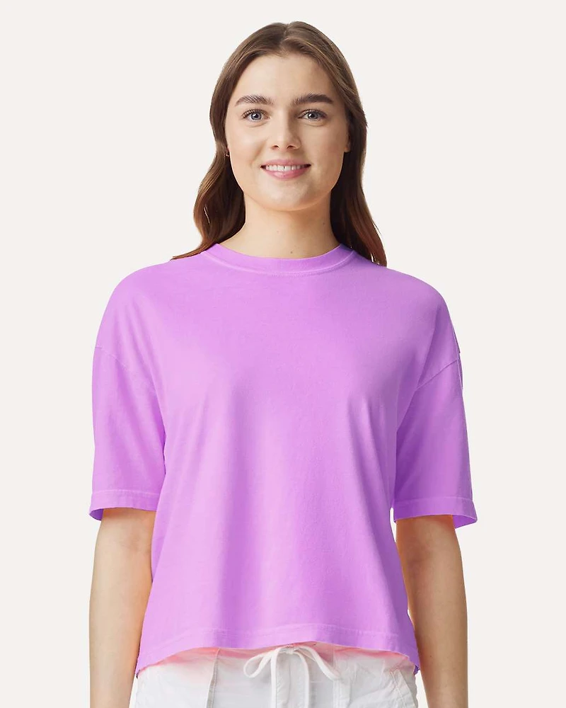 T-shirt boxy lourd teint en pièce pour femmes