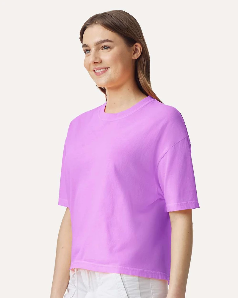T-shirt boxy lourd teint en pièce pour femmes