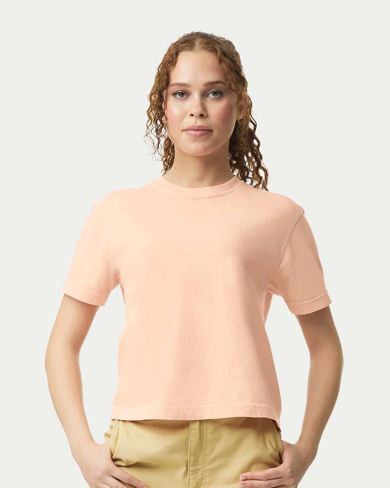 T-shirt boxy lourd teint en pièce pour femmes