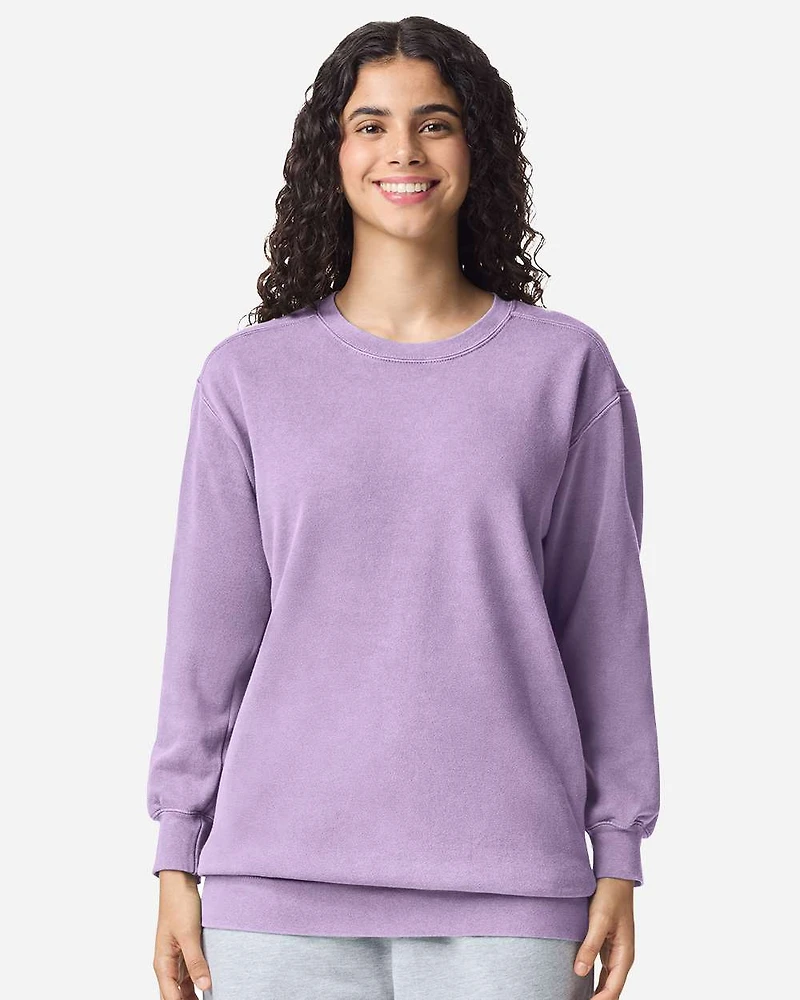 Sweat-shirt à col ras du cou teint en pièce unisexe