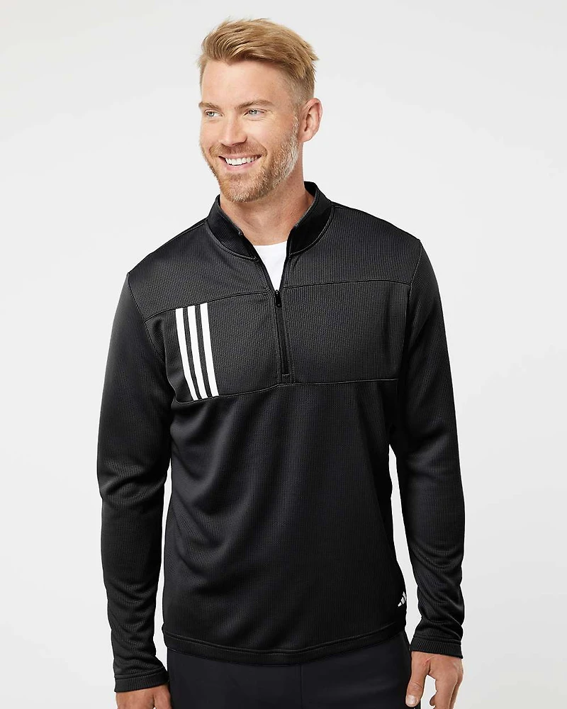 Men's 3-Stripes Double-Knit Quarter-Zip Pullover | T-Shirt Time