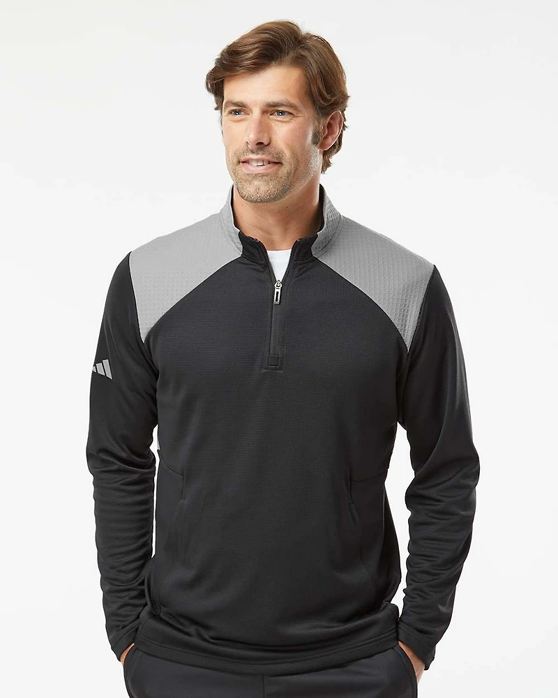 Men's Textured Mixed Media Quarter-Zip Pullover | T-Shirt Time