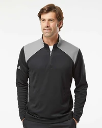 Men's Textured Mixed Media Quarter-Zip Pullover | T-Shirt Time