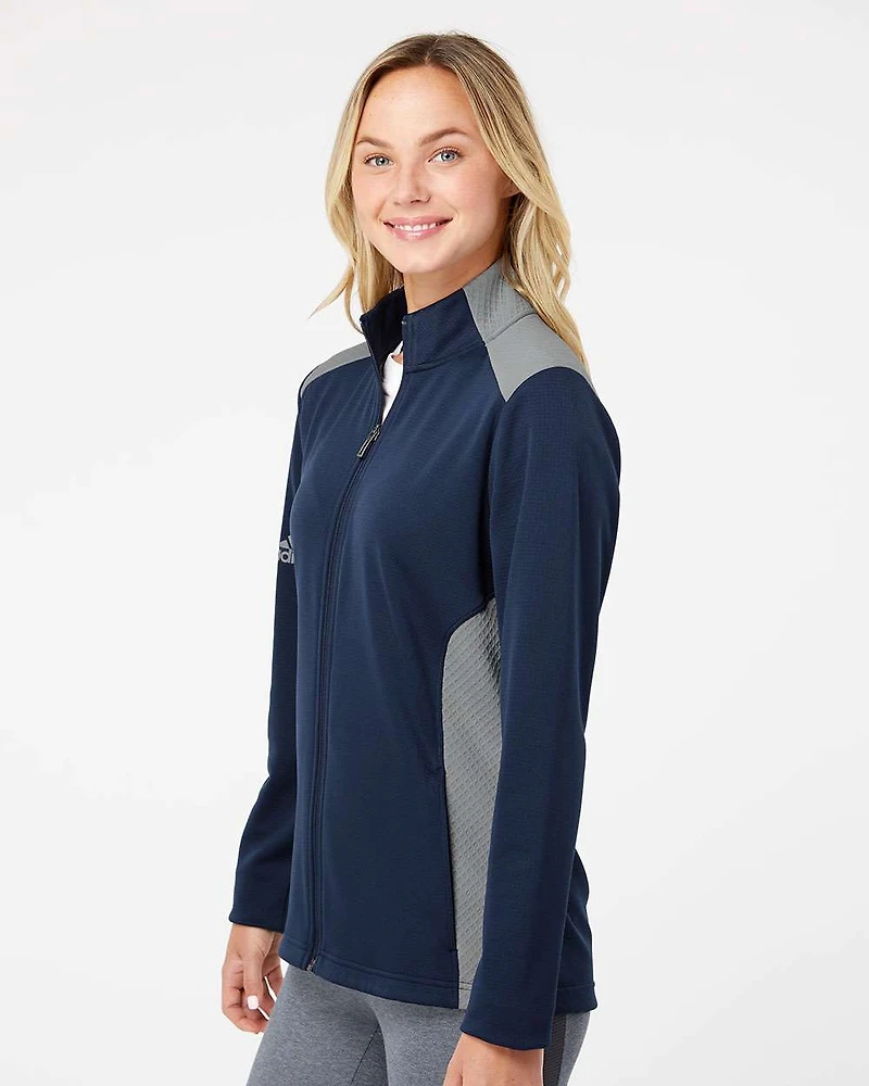 Women's Textured Mixed Media Full-Zip Jacket | T-Shirt Time