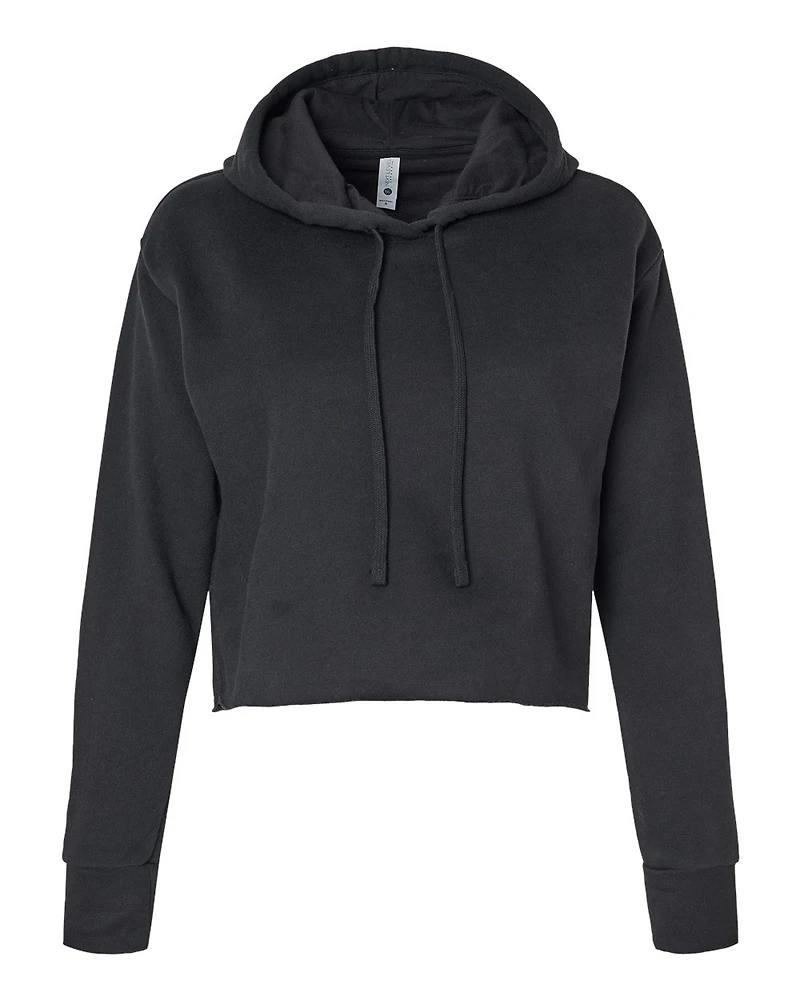 Women's Laguna Sueded Raw Edge Crop Hoodie Sweatshirt | T-Shirt Time