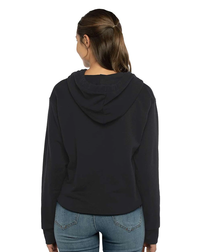 Women's Laguna Sueded Raw Edge Crop Hoodie Sweatshirt | T-Shirt Time