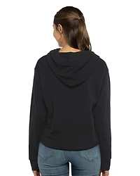 Women's Laguna Sueded Raw Edge Crop Hoodie Sweatshirt | T-Shirt Time