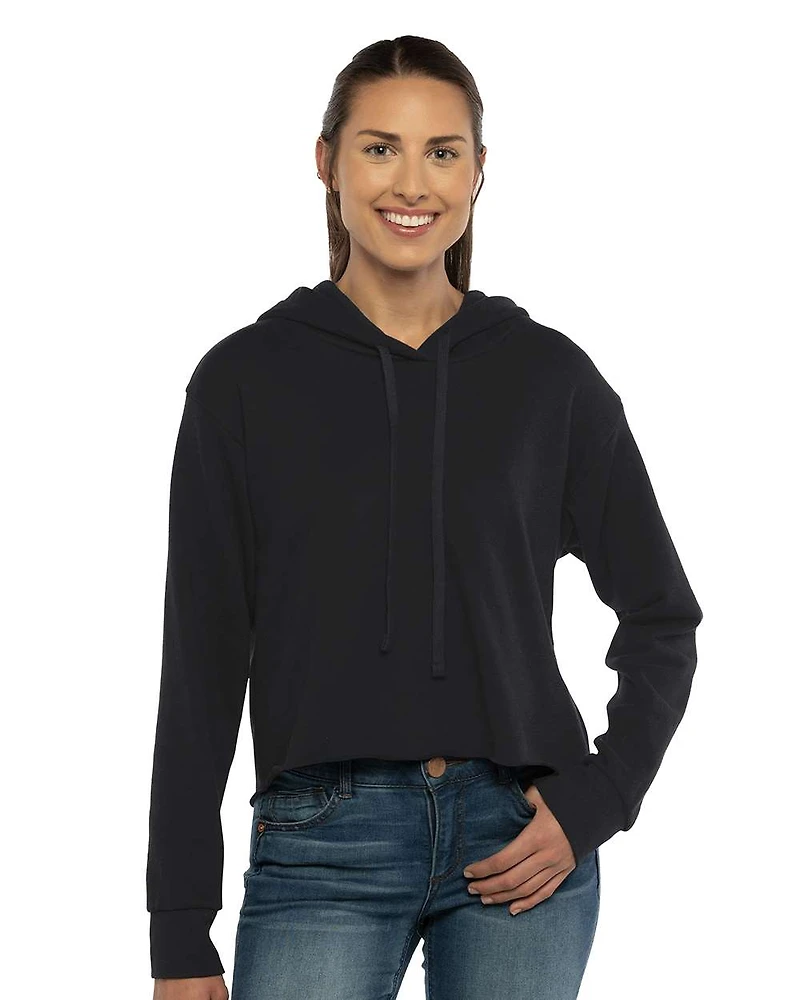 Women's Laguna Sueded Raw Edge Crop Hoodie Sweatshirt | T-Shirt Time