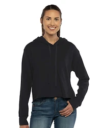 Women's Laguna Sueded Raw Edge Crop Hoodie Sweatshirt | T-Shirt Time