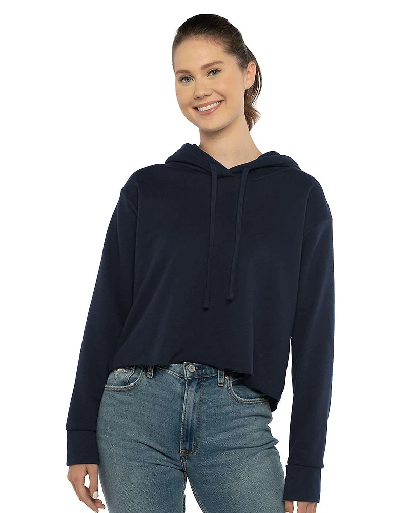 Women’s Laguna Sueded Raw Edge Crop Hoodie Sweatshirt