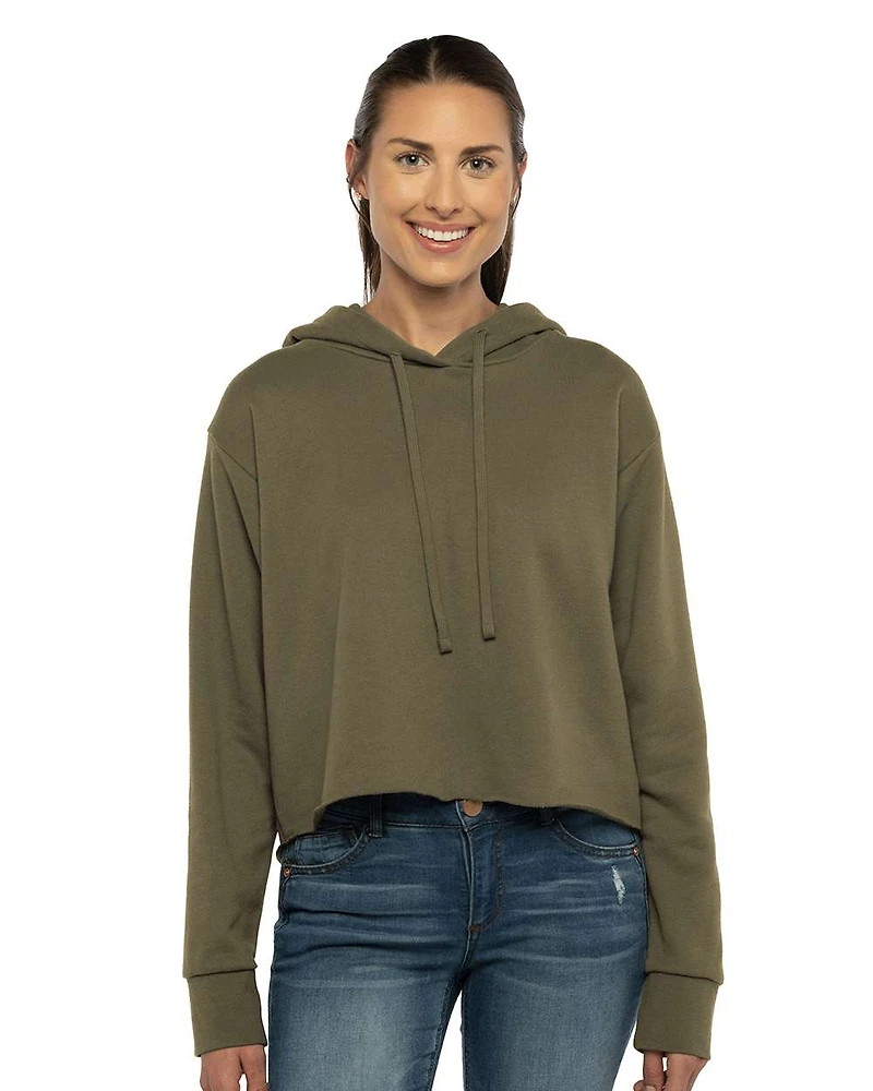 Women's Laguna Sueded Raw Edge Crop Hoodie Sweatshirt | T-Shirt Time