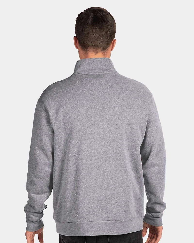 Pull polaire unisexe à fermeture éclair quart de tour