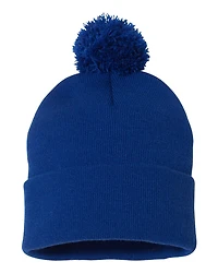 Bonnet à revers avec pompon de 12 pouces