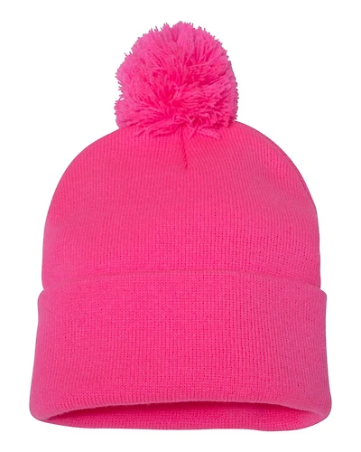 12" Pom-Pom Cuffed Beanie | T-Shirt Time