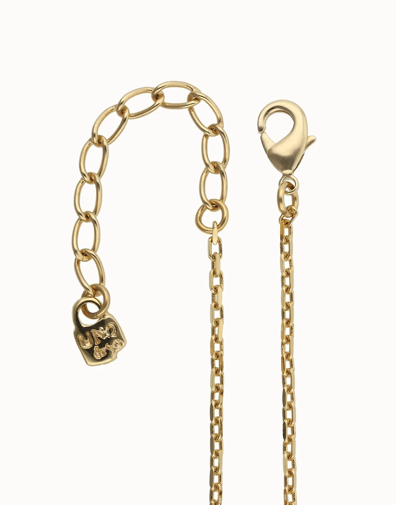 Long necklace with pendant and rectangular blue faceted crystal