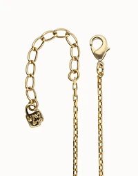 Long necklace with pendant and rectangular blue faceted crystal