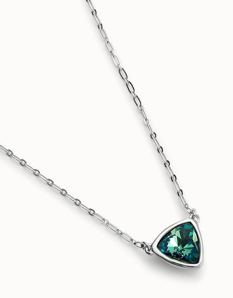 Pendant chain link necklace with green crystal