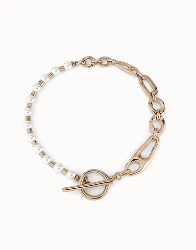 Short link chain necklace with pearls