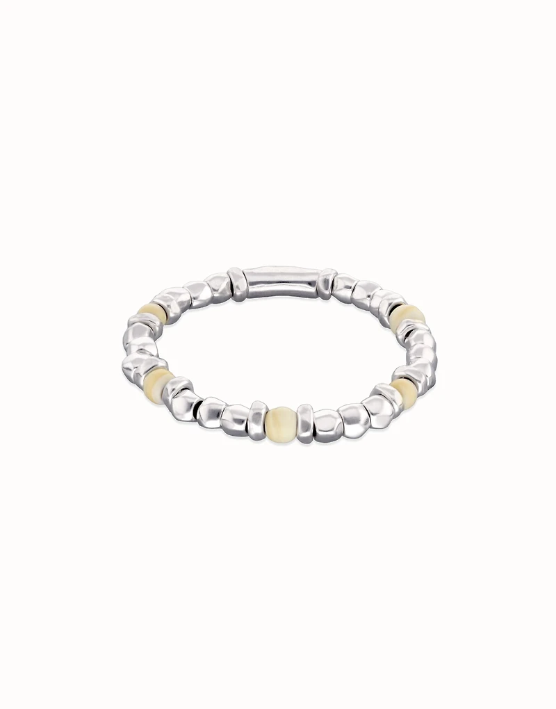Beaded bracelet with silver and ivory beads