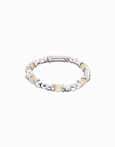 Beaded bracelet with silver and ivory beads