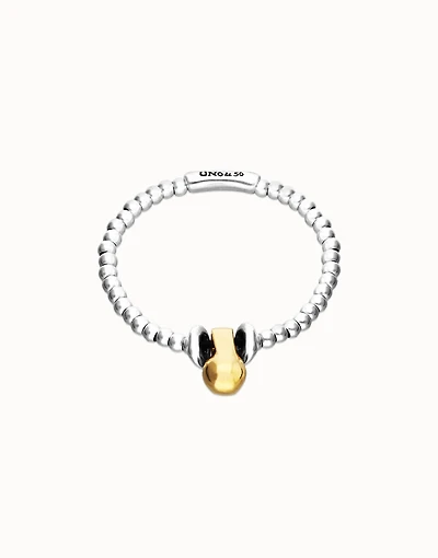 Elastic beaded bracelet with small and large beads