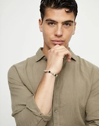 Beaded bracelet with silver and black Murano glass beads