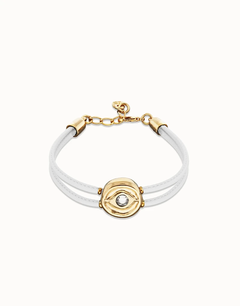 Double leather birthstone bracelet with eye