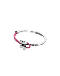 Pink leather bracelet with butterfly ornament