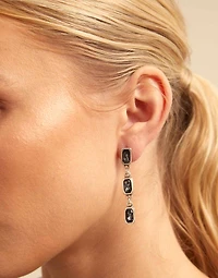 Drop earrings with gray crystals