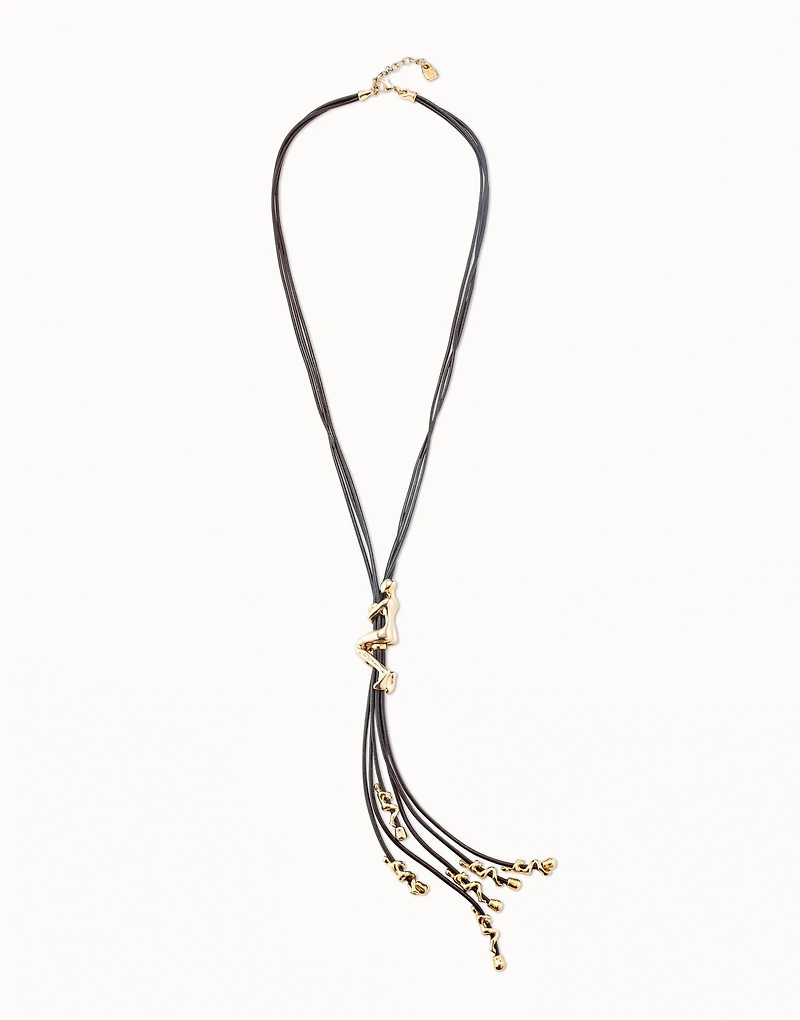 leather cord long necklace