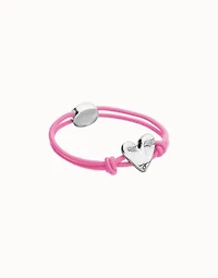 Pink elastic thread bracelet with heart charm