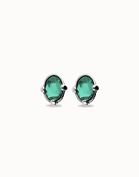 Studs with oval green faceted crystal