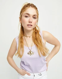 Long pendant chain necklace with central eye