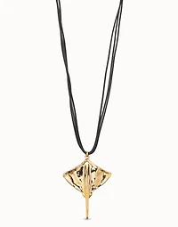 Long leather necklace pendant with manta ray