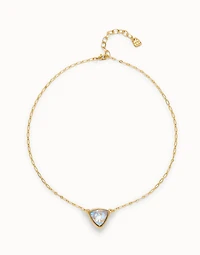 Pendant chain link necklace with multicolor crystal