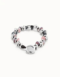 Beaded bracelet with leather