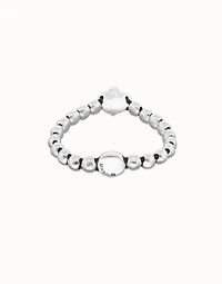 Beaded bracelet with blue oval faceted crystal