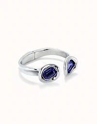 Bangle bracelet with two purple crystals