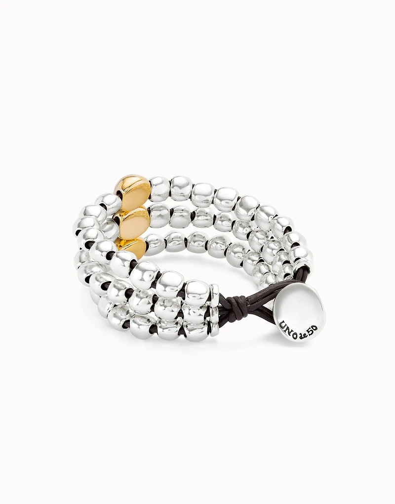 Three strand beaded leather bracelet