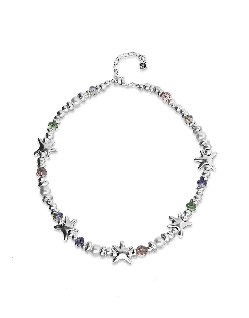 Short necklace with crystals and small starfishes