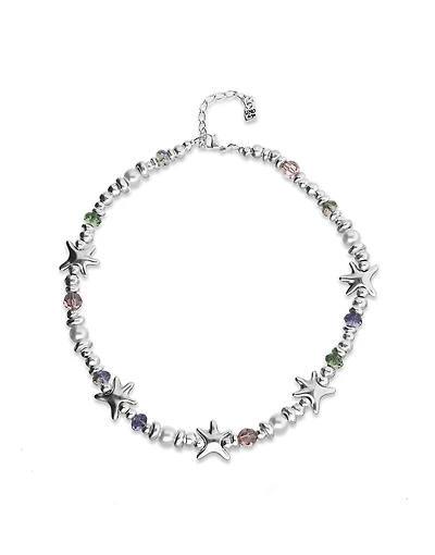 Short necklace with crystals and small starfishes