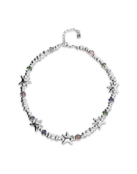 Short necklace with crystals and small starfishes