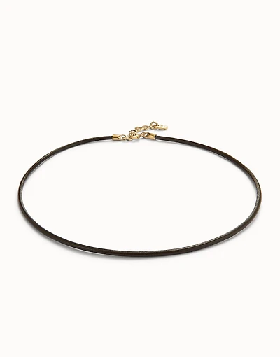 Short leather charm necklace