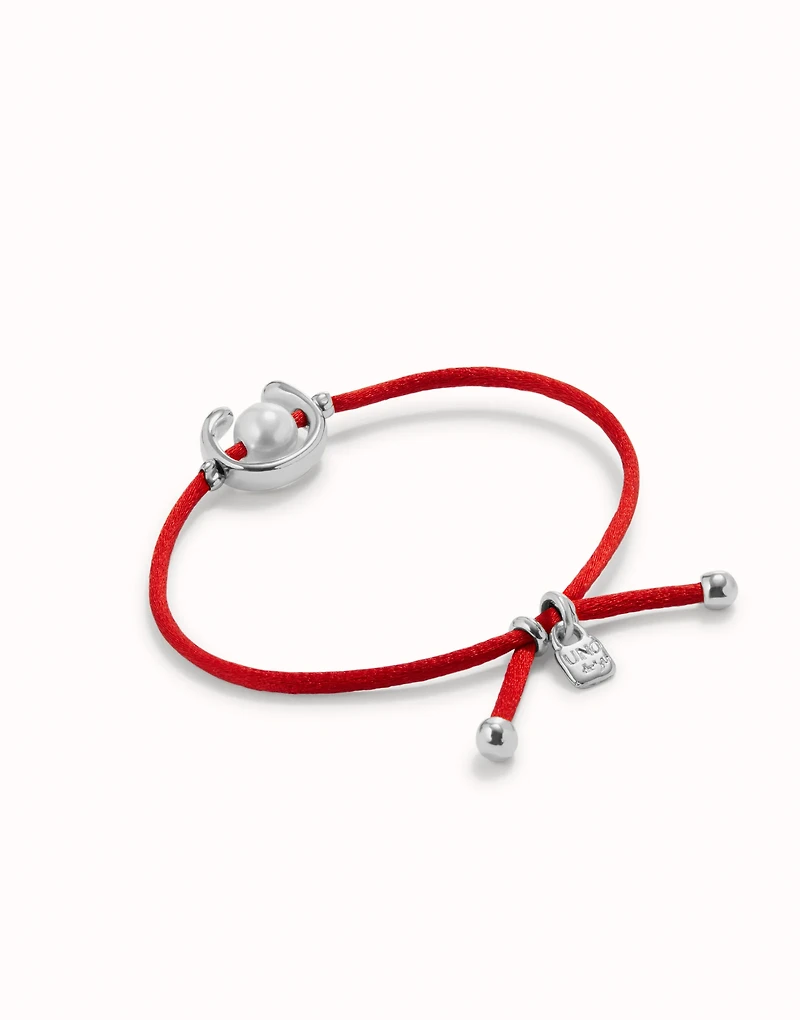 Red cord bracelet with a pearl