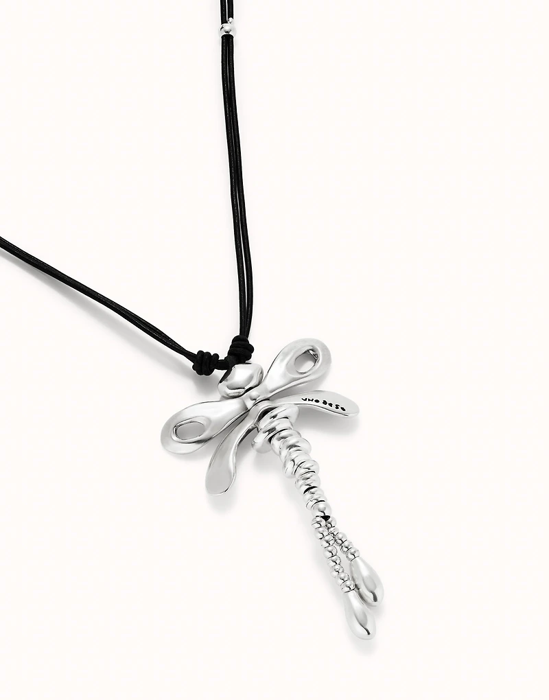 Long pendant necklace with a dragonfly