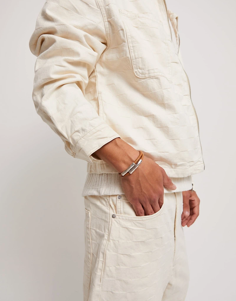 Double strand lether bracelet with two tubes