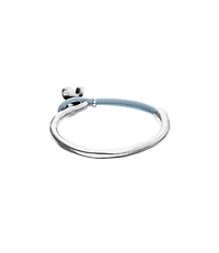 Blue leather bracelet with butterfly ornament