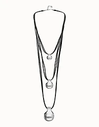 Multi strand leather necklace with three spheres