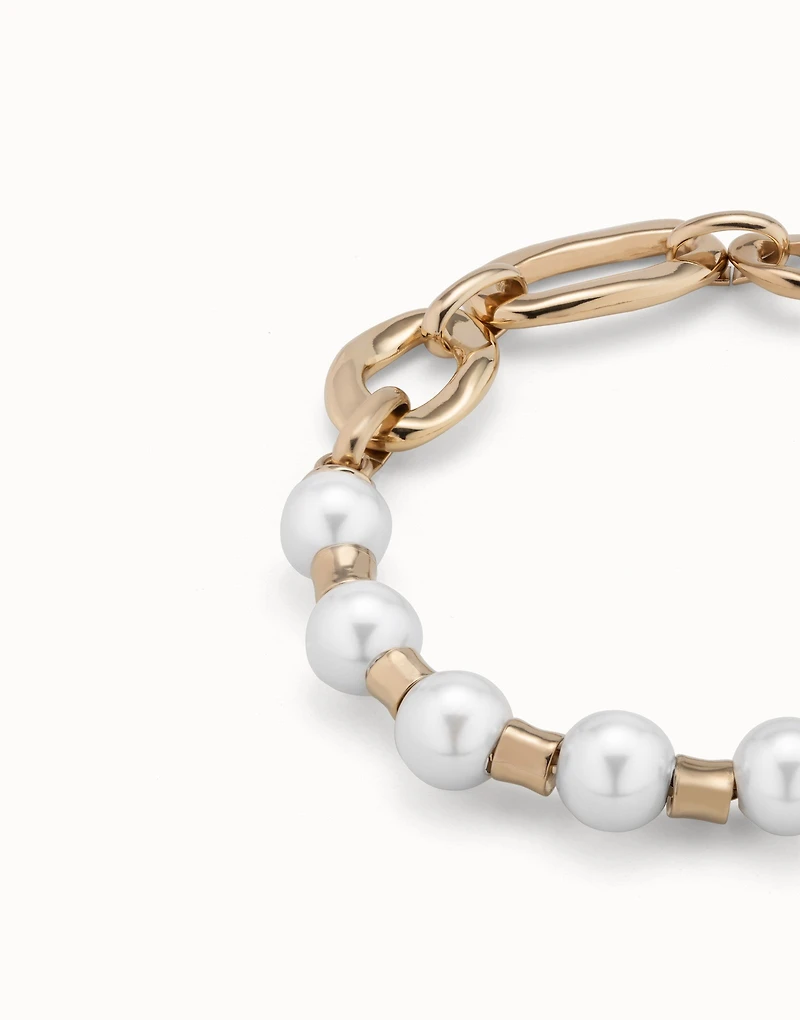 Link chain bracelet with pearls
